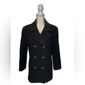 Women’s London Fog Black Double Breasted Wool Pea Winter Coat